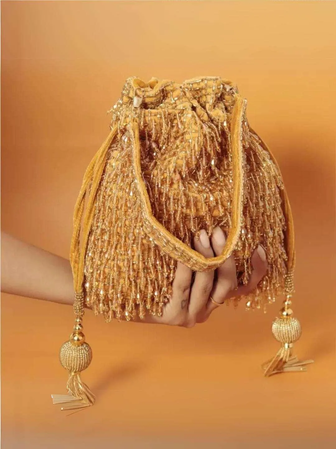 Designer Heavy Potli With Crystal Hangings