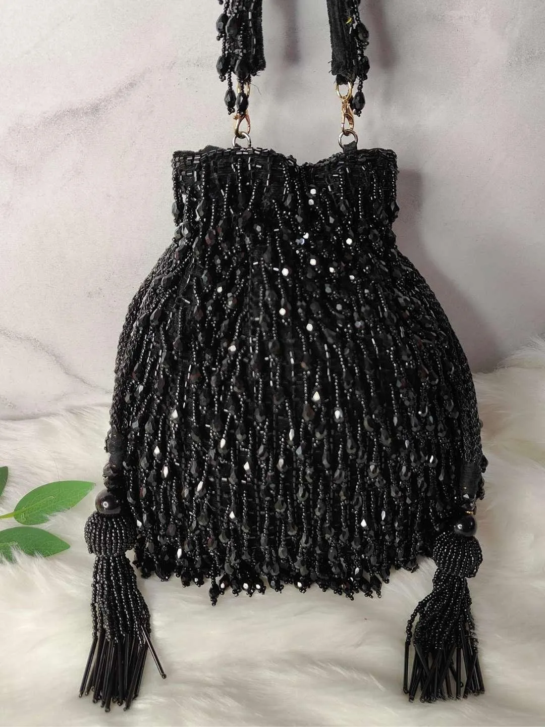 Designer Heavy Potli With Crystal Hangings