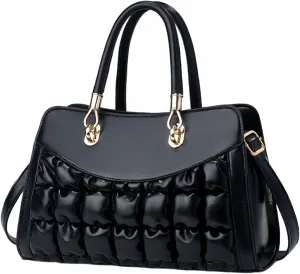 I IHAYNER Quilted Puffy Purses and Handbags for Women Top Handle Satchel Shoulder Bags with Compartments