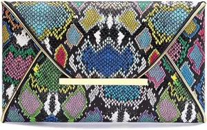 Newfancy Women Snakeskin Envelope Clutch Bag Crossbody Purses With Chains Evening Party Prom Shoulder Messenger Handbags