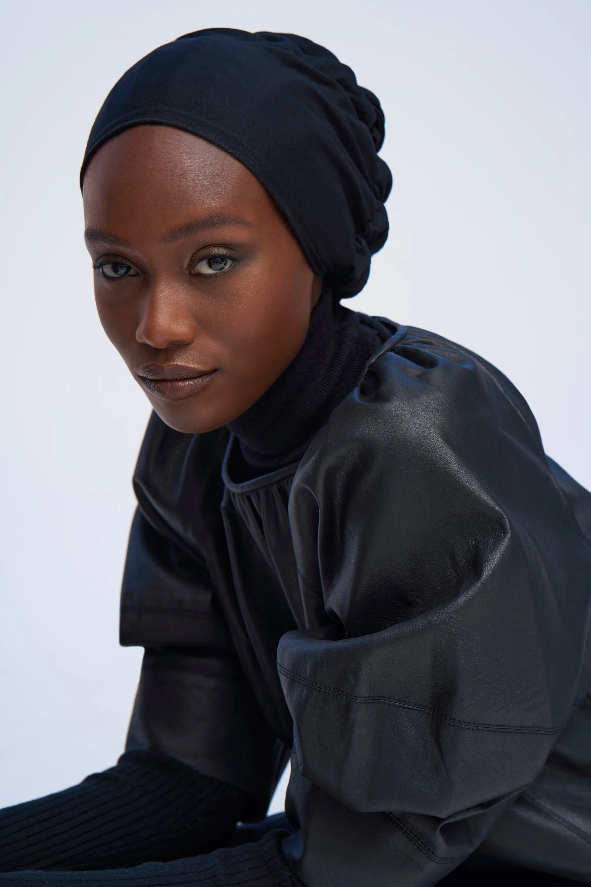 Silk-Blend Satin Underscarf - Black