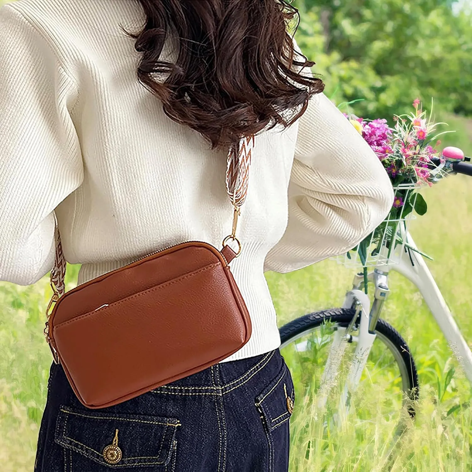 Small Crossbody Bags for Women Vegan Leather Purses Shoulder Handbags with Adjustable Strap