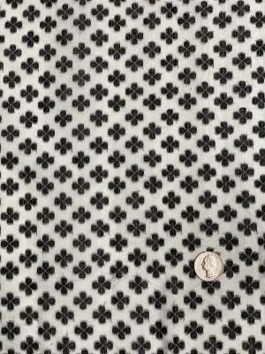 White Black Silk Cotton Blend Novelty 1024 - 3